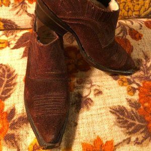 Vintage 90s Suede Western Booties - Size 6